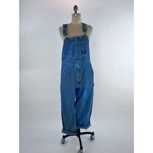 VTG OshKosh Baggy Denim Overalls 90s VESTBAK Carpenter Workwear USA L